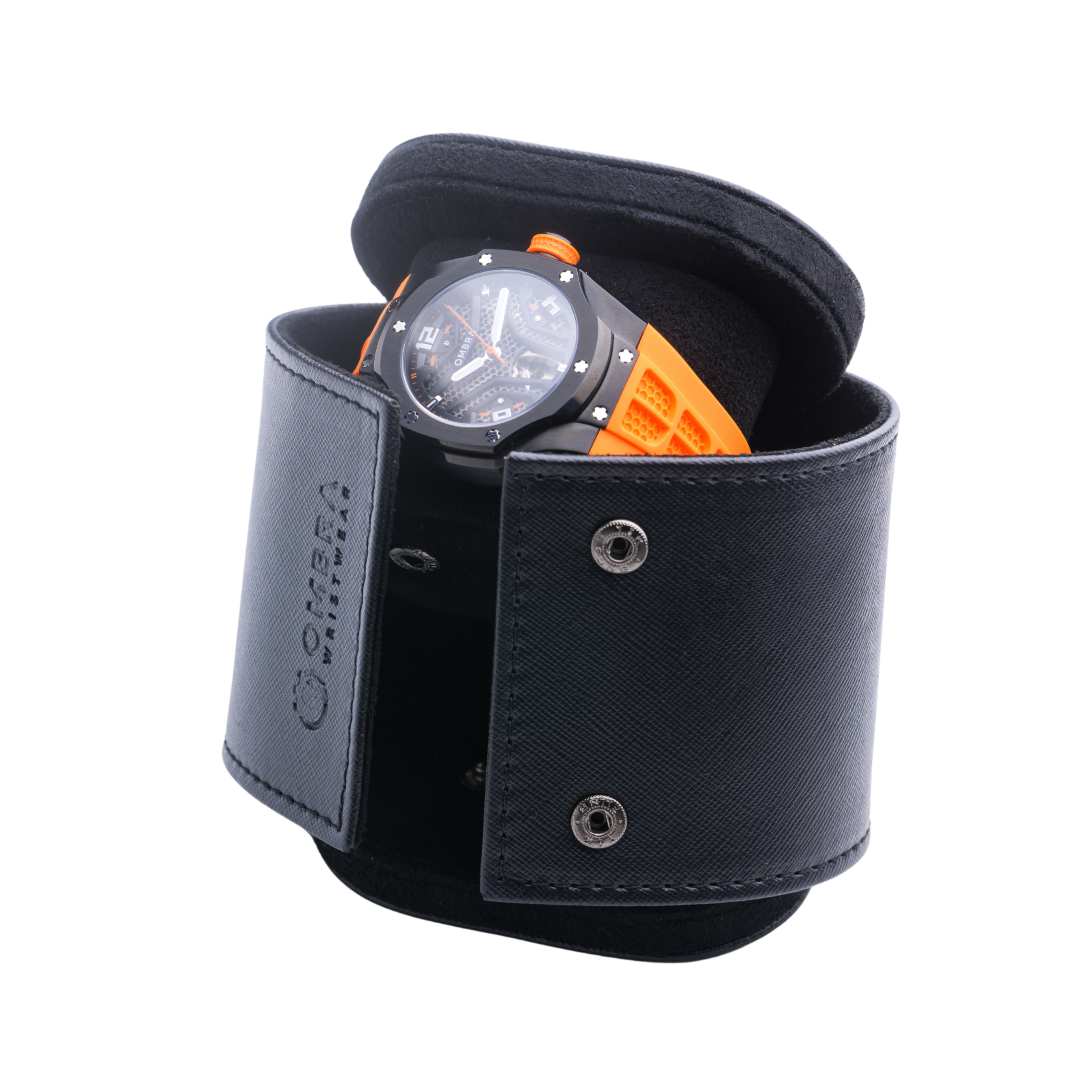 Ombra Luxury Black Leather Watch Travel Case
